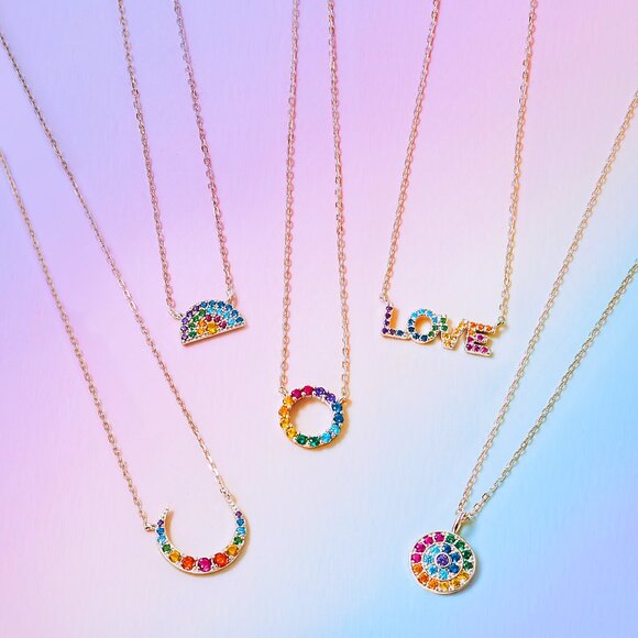 LOVE multicolor Gemstone Necklace, Charmed Aroma Rainbow Necklace Collection - Picture 5 of 6